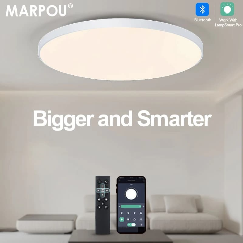 MARPOU Big Size Smart Ceiling Lamp LED Lamp for Bedroom 80W Ceiling Lights with Remote Control Dimmable LED Lights for Room