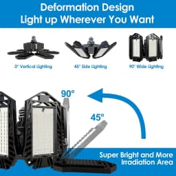 Deformable LED Garage Light with 3/6/7 Adjustable Panel LED Bulb Night Lamp for Workshop Warehouse Shop E26/E27 Ceiling Lighting