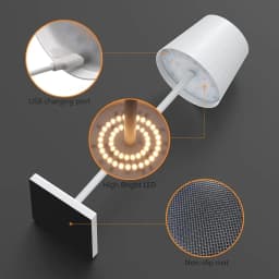 Rechargeable 3 Color Stepless Dimming Desk Lamp 5000mAh Portable LED Desk Lamp for Restaurant Bedroom Bars Home Patio Outdoor