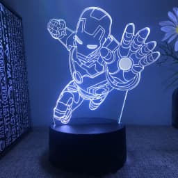 Hot Toys Iron Man Spiderman Iron Man 3D Acrylic Night Light 16 Colors Touch Remote Control Night Light Christmas Memorial Gift