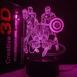 Hot Toys Iron Man Spiderman Iron Man 3D Acrylic Night Light 16 Colors Touch Remote Control Night Light Christmas Memorial Gift