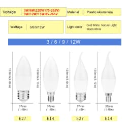 6Pcs led Light bulb E14 E27 LED Lamp Indoor Warm Cold White Light 3W 6W 9W 12W 15W 220V LED Candle Bulb Home Decor Chandelier