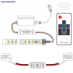 DC 12V-24V Mini 3 Keys 11ey RF Single Color LED Controller Brightness Dimmer for led 3528 5050 LED strip light