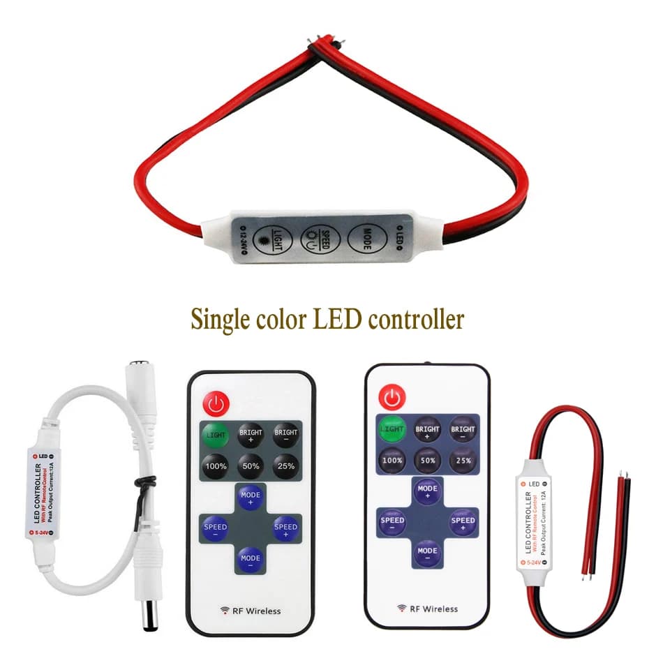 DC 12V-24V Mini 3 Keys 11ey RF Single Color LED Controller Brightness Dimmer for led 3528 5050 LED strip light