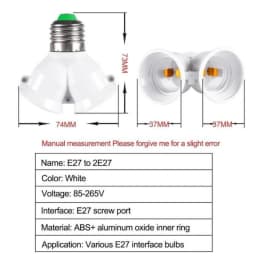 LED E27 Base Light Holder High Quality E27 to 2-E27 Splitter Lamp Bulb Socket Adapter lamp holder E27 socket for lighting bulb