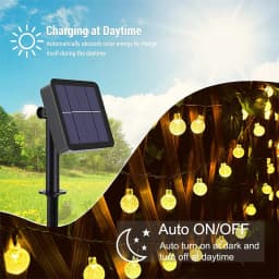 Solar String Lights Outdoor 8 Modes Waterproof Crystal Ball Solar Powered Fairy String Light Globe Lamp For Garden Patio Party