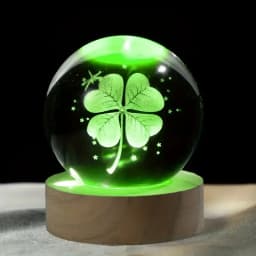 1pc 3D Four-Leaf Clover Crystal Ball with Colored Light Base, Family Bedroom Decoration Gift, Birthday, Mother's Day Gift