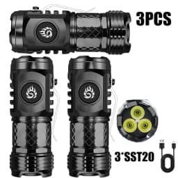 High Quality 3*SST20 LED Flashlight 18350 Super Bright Torch Rechargeable USB Light Waterproof with CAP CLIP for Hiking Camping