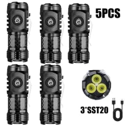 High Quality 3*SST20 LED Flashlight 18350 Super Bright Torch Rechargeable USB Light Waterproof with CAP CLIP for Hiking Camping