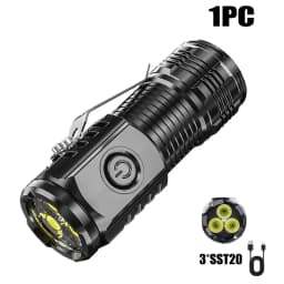 High Quality 3*SST20 LED Flashlight 18350 Super Bright Torch Rechargeable USB Light Waterproof with CAP CLIP for Hiking Camping