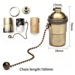 Vintage Edison E27 Lamp Holder Zipper Switch Led Light Base Gold/silver/bronze Lamp Head Suspension Line Lighting Fittings