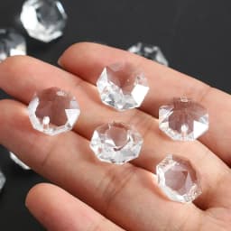 14mm 10PCS 3D Crystal Octagon Beads Chandelier Replacements Parts Hanging Pendant Prism Suncatcher Loose Bead DIY Jewelry Making