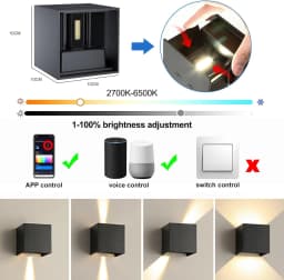Tuya Outdoor LED Wall Lamp Smart Life APP Control Adjustable Angle RGBCCT Wall Lights,Work with Alexa Google Home