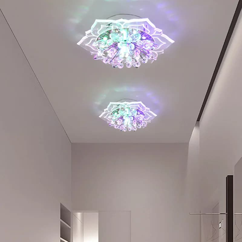20cm LED Crystal Ceiling Light Modern Flower Shape Ceiling Lamp Hallway Living Room Lamp Bedroom Kitchen Corridors Aisle Light