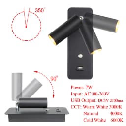 Indoor LED Wall Lamp 7W with USB Charge Wall Lamp Bedroom Living Room Nordic Modern Wall Light Aisle with Switch Wall Sconce