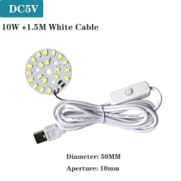 DC5V LED Light Board SMD5730 One Color Lamp Source 1W 2W 3W 4W 5W 10W12W 30W With 1.5M USB Plug ON/OFF Switch White Warm Light.