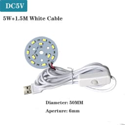 DC5V LED Light Board SMD5730 One Color Lamp Source 1W 2W 3W 4W 5W 10W12W 30W With 1.5M USB Plug ON/OFF Switch White Warm Light.