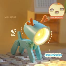 LED Mini Night Light Cute Dog Deer Foldable Desk Lamps Desktop Ornament Book Light Room Bedside Bedroom Decor Holiday Gifts
