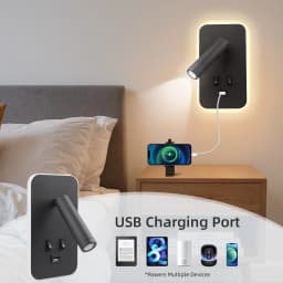 Chargeable USB Port Wall Lamp Rotatable Head Bedside Lighting Bedroom Led Wall Lights Home Decor Wall Sconce for Living Room