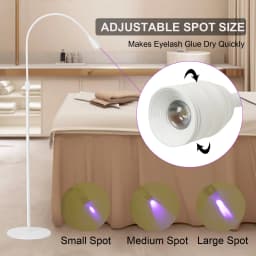 12W LED UV Lamp Eyelash Extension Gel Curing Floor Lamp for Beauty Salon Foot Switch Adjustable UV Light Holder Angle Spotlight