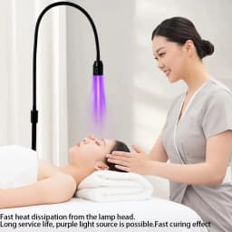 12W LED UV Lamp Eyelash Extension Gel Curing Floor Lamp for Beauty Salon Foot Switch Adjustable UV Light Holder Angle Spotlight