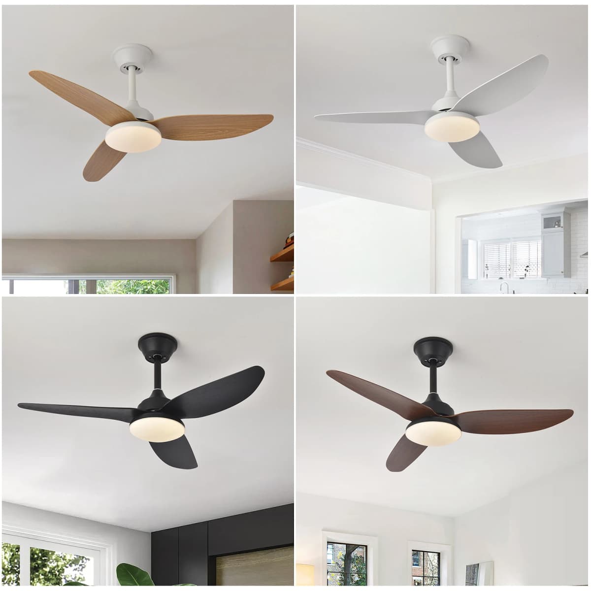 25/40 Inch Ceiling Fans With Lights Led 3 Color 6 Speeds DC Motor Fans Remote Control Low Floor Decorative Fans With Lighting