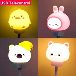 GGbingo LED Night Light Remote Control Decorative Light Cute Cartoon Bear Rabbit Pet Shape USB Interface Pet Night Light Bedroom