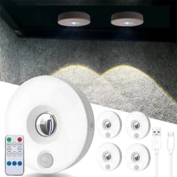 Wireless Magnetic LED Light, Remote & Motion Sensor, 3-Color Dimmable, Rechargeable for Cabinet Closet Wardrobe, No Drilling