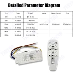 2.4G LED Drive Lntelligent Remote Control Power (12-24W)X2 (40-60W)X2 (50-70W)X2 For Dimmable Color-Changeable Chandelier