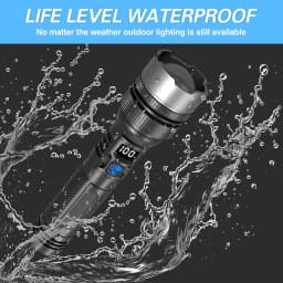 Super Bright LED Flashlight Rechargeable Zoomable Digital Display Tactical Light Waterproof Camping Outdoor Handheld Spotlight
