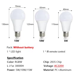 E27 LED RGB Lamp Spotlight Bulb 5W 10W 15W IR Remote Control Led Light Bulb Smart Led RGBW Lamp Home Decor LED Bulbs LED