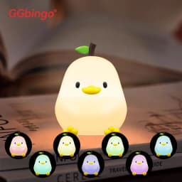 GGbingo Cute Pear Night Light 7-Color Dimmable Touch Control Night Light Silicone Stress Reducing Pat Duck Lamp USB Rechargeable