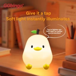 GGbingo Cute Pear Night Light 7-Color Dimmable Touch Control Night Light Silicone Stress Reducing Pat Duck Lamp USB Rechargeable