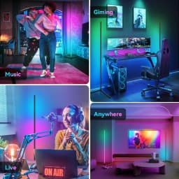 RGB LED Smart Modern Floor Lamp Music Synchronization 16 Million DIY Color Change Suitable for Gaming Room Parties, Etc.