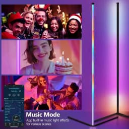 RGB LED Smart Modern Floor Lamp Music Synchronization 16 Million DIY Color Change Suitable for Gaming Room Parties, Etc.