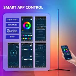 RGB LED Smart Modern Floor Lamp Music Synchronization 16 Million DIY Color Change Suitable for Gaming Room Parties, Etc.