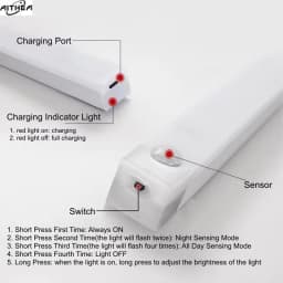 AITHEA PIR Motion Sensor LED Cabinet Light USB Rechargeable Induction Night Light Wireless Portable Detector Lamp for Hallway