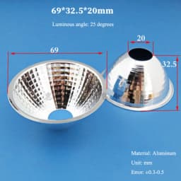 Optical LED Aluminium Reflector Cup for COB Lamp Bead 20-126mm 15-120 Degree Lampshade Replacement Reflective Bowl for DIY Light