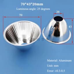 Optical LED Aluminium Reflector Cup for COB Lamp Bead 20-126mm 15-120 Degree Lampshade Replacement Reflective Bowl for DIY Light