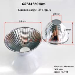 Optical LED Aluminium Reflector Cup for COB Lamp Bead 20-126mm 15-120 Degree Lampshade Replacement Reflective Bowl for DIY Light