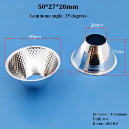 Optical LED Aluminium Reflector Cup for COB Lamp Bead 20-126mm 15-120 Degree Lampshade Replacement Reflective Bowl for DIY Light