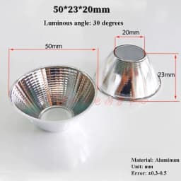Optical LED Aluminium Reflector Cup for COB Lamp Bead 20-126mm 15-120 Degree Lampshade Replacement Reflective Bowl for DIY Light