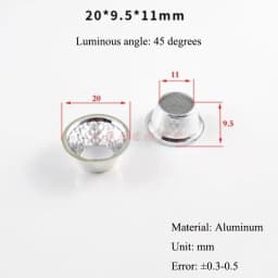Optical LED Aluminium Reflector Cup for COB Lamp Bead 20-126mm 15-120 Degree Lampshade Replacement Reflective Bowl for DIY Light