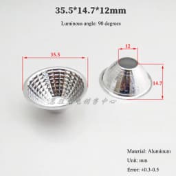 Optical LED Aluminium Reflector Cup for COB Lamp Bead 20-126mm 15-120 Degree Lampshade Replacement Reflective Bowl for DIY Light