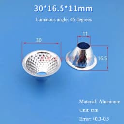 Optical LED Aluminium Reflector Cup for COB Lamp Bead 20-126mm 15-120 Degree Lampshade Replacement Reflective Bowl for DIY Light