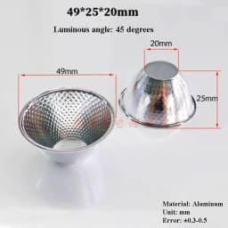 Optical LED Aluminium Reflector Cup for COB Lamp Bead 20-126mm 15-120 Degree Lampshade Replacement Reflective Bowl for DIY Light