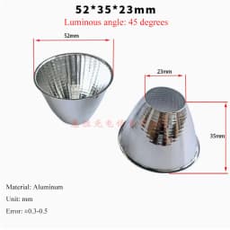 Optical LED Aluminium Reflector Cup for COB Lamp Bead 20-126mm 15-120 Degree Lampshade Replacement Reflective Bowl for DIY Light
