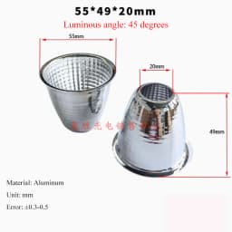 Optical LED Aluminium Reflector Cup for COB Lamp Bead 20-126mm 15-120 Degree Lampshade Replacement Reflective Bowl for DIY Light