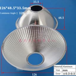 Optical LED Aluminium Reflector Cup for COB Lamp Bead 20-126mm 15-120 Degree Lampshade Replacement Reflective Bowl for DIY Light