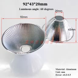 Optical LED Aluminium Reflector Cup for COB Lamp Bead 20-126mm 15-120 Degree Lampshade Replacement Reflective Bowl for DIY Light